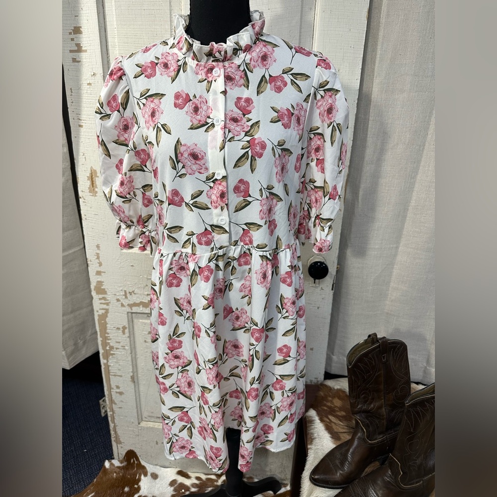 Jeceika Floral Print Ruffle Dress
